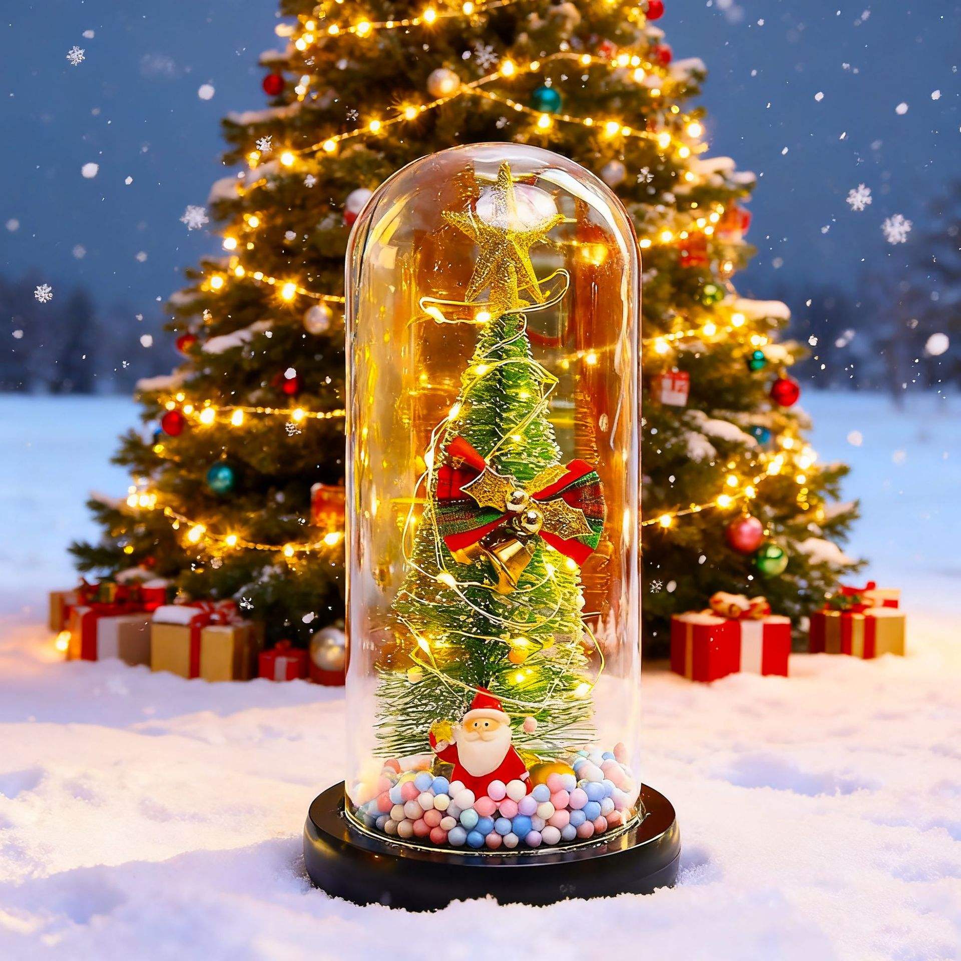 Sapin de Noël vert - Style boule dorée