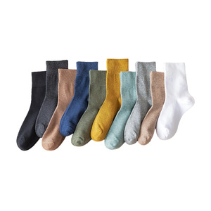Men's Pure Cotton Crew Socks Solid Color Sweat Absorbent Winter Casual Socks Plus Size Regular Fit - Product Image 4