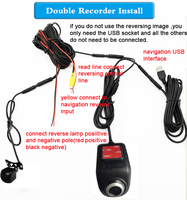 Caméra de tableau de bord USB double objectif pour voiture, Full HD 1080P, vision nocturne, grand angle 170 degrés, ADAS, capteur G, enregistrement en boucle, 1 an