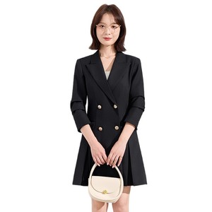 White Suit Dress Double Breasted Pencil Silhouette Office Career Wear Solid Color Notched Neckline Woven Fabric - Product Image 5