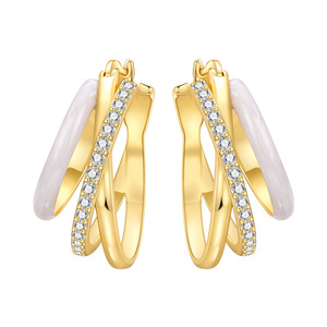 ต่างหูแบบฝรั่งเศส 3 ห่วง ต่างหูระดับไฮเอนด์แบบดั้งเดิม เครื่องประดับสำหรับผู้หญิง - Product Image 1