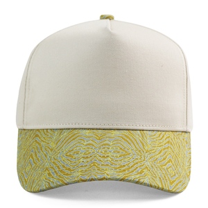 Gorra de Béisbol de 5 Paneles en Dos Tonos con Estampado de Ondas Abstractas en el Borde para Uso Diario y Streetwear, Venta al Por Mayor de Fábrica HBA54 - Product Image 2