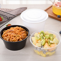 Boîte à lunch jetable en plastique PP, récipient alimentaire rond, emballage à emporter, boîte à lunch rapide