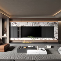 Meuble de salon moderne de luxe en gros, meuble TV/console de divertissement avec cheminée électrique à LED