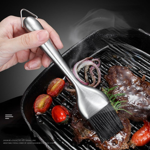 AKL Stainless Steel Silicone Oil Brush Long Handle Heat Resistant Barbecue Sauce Brush For Grilling Kitchen Baking Seasoning - Product Image 1