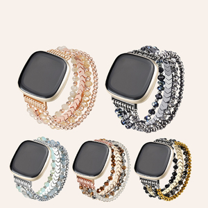 Pulsera de cuentas para <span class=keywords><strong>mujer</strong></span> para <span class=keywords><strong>Fitbit</strong></span> Versa 3/4, correa de cuentas de joyería para <span class=keywords><strong>Fitbit</strong></span> Versa 3/4, correa elástica de cuentas de cristal con diseño de flecha - Product Image 1