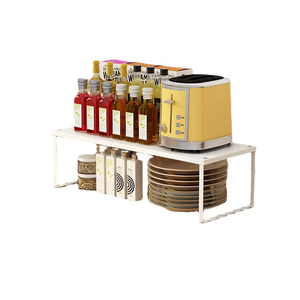 Organizzatore da <span class=keywords><strong>Cucina</strong></span> Moderno in Metallo <span class=keywords><strong>a</strong></span> Doppio Strato Retrattile <span class=keywords><strong>Salvaspazio</strong></span> Facile da Installare Alta Capacità di Carico per Microonde Ciotole Piatti - Product Image 3