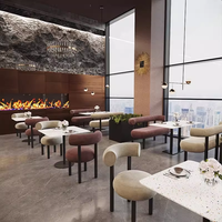 Meubles de restaurant occidental haut de gamme de style crème, ensemble de table et de chaises en métal pour restaurant occidental, hôtel