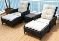 Meubles de terrasse en rotin et osier Chaise longue à inclinaison réglable Chaise berçante Chaises et tables d'extérieur