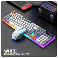 RAIKU T26 Three Color Wired Keyboard Mouse Set USB Plug and Play Ergonomic 1600 DPI for Desktop Home Esports