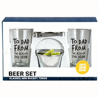 Vente en gros de mugs à bière classiques en verre givré de 700 ml avec pinces et seau, grand ensemble de verres à bière personnalisés avec logo