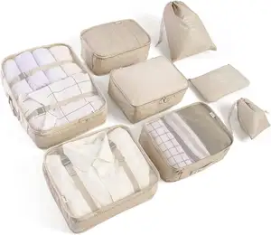 8 Set di cubetti di imballaggio per valigie da viaggio bagagli organizzatori