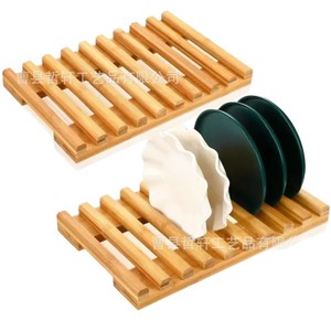 Bamboo <b>Plate</b> Organizer For Kitchen Cabinets With Quick Dry Feature - Product Image 5
