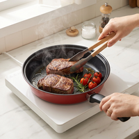 Ensemble de casseroles en métal et fer, antiadhésif, pour la cuisine, vente en gros, promotion, cadeau, produit promotionnel, casserole rouge