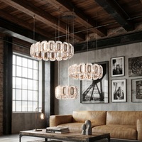 Lustre LED en verre cristal avec pierres précieuses, hauteur réglable, taille moyenne, pour salle à manger, salon, villa, couloir