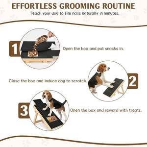 Planche à gratter pour chiens en bois, extractible, pour le soin des ongles des animaux, planche interactive d'entraînement pour le grattage des ongles des chiens avec compartiment à friandises - Product Image 5