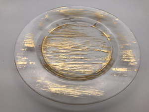 Assiette de présentation en verre doré de 13 pouces pour la location, idéale pour les mariages et événements - Vente en gros - Product Image 2