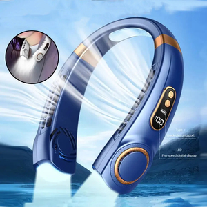 Portable LED Rechargeable <b>Neck</b> <b>Light</b> LED Digital Display Leafless 5 Gear Air Cooling Fan Electric Fan - Product Image 1