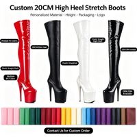 Botas de Pole Dance Inspiradas en el Estilo Romano, Tacón Alto de 20 CM, Plataforma Alta hasta el Muslo, Caña Recta, Cierre Interior con Cremallera, para Eventos