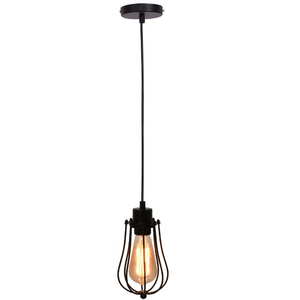 Stile Vintage E27/E26 <span class=keywords><strong>lampada</strong></span> a sospensione industriale in ferro nero <span class=keywords><strong>con</strong></span> lampadari a gabbia metallica e luci a sospensione - Product Image 1