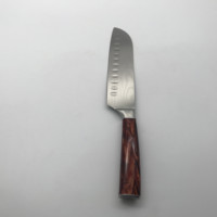 Couteau Santoku en acier inoxydable avec manche en résine de 8 pouces, motif Damas gravé au laser