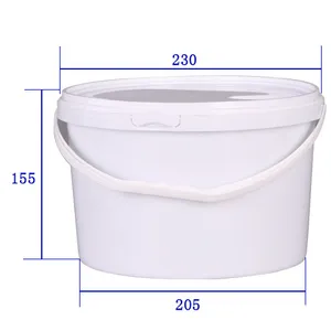 Empty Plastic Paint Pail 5L Durable White Round Paint Buckets With Lid And Handle