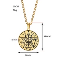 Collier pendentif unisexe en acier titane avec amulette Kabbale, sceau de Salomon et étoile à cinq branches européenne style hip-hop