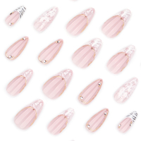 24 faux ongles 3D en forme d'amande 4354, en acrylique à presser, personnalisables, couleur bonbon, pour rendez-vous et soirées