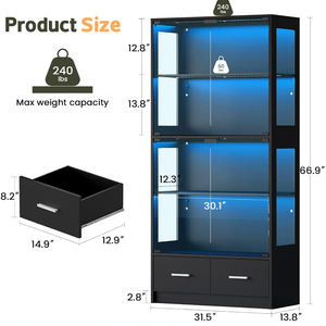 Neuer Stil Vitrine aus gehärtetem Glas mit verstellbaren Regalen, <span class=keywords><strong>LED</strong></span>-Beleuchtung, anpassbarer Farbe, mehrschichtige Standvitrine - Product Image 6