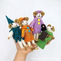 Porte-clés animal souris feutrée à l'aiguille personnalisé, breloque de sac en laine fait main, peluche, cadeau