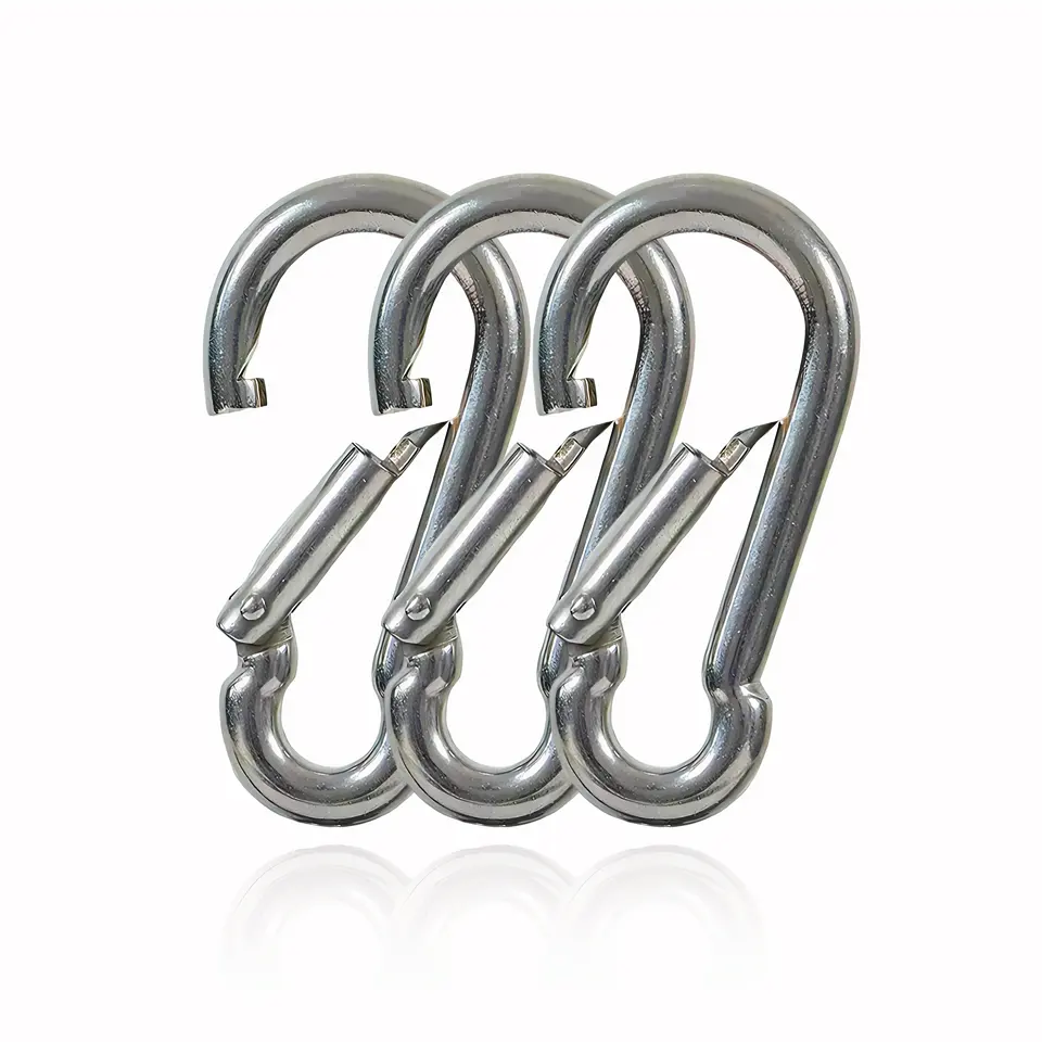 Factory Direct Hochwertiges Metall Din5299c Zink feder Silber Kletter karabiner haken Überzogener verzinkter Karabiner haken