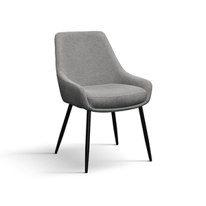 Ensemble de 2 chaises Gloria, revêtement en tissu gris, pieds en métal, chaises de salle à manger d'intérieur - Product Image 1