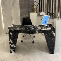 Meubles de bureau en marbre noir Calacatta Viola de haute qualité, moderne, en pierre naturelle de travertin, OEM ODM
