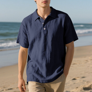 Polo en coton à manches courtes vert pour homme, décontracté, respirant, couleur unie, coupe classique, style Oxford tissé - Product Image 5