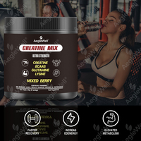 Créatine monohydrate en poudre de marque privée - Keto & Vegan Friendly, soutient les performances athlétiques et la récupération après l'entraînement