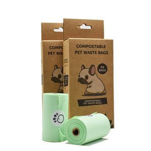 Eco-friendly Custom Printed PLA PBAT Fully <b>Compostable</b> Disposable Pet Poop <b>Bag</b> Biodegradable Cornstarch Dog Waste <b>Bags</b> Handle - Product Image 2