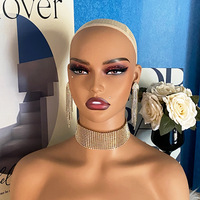 Tête de mannequin réaliste en silicone pour femme grande taille, pour présentation de perruques et formation, avec support en plastique (385x225x455mm)