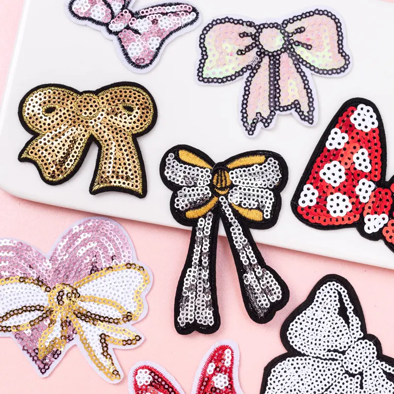 Wholesale Custom 3D Sequined Flower Embroidery Paillette Patches Hot Custom Canvas Sticker for Garment