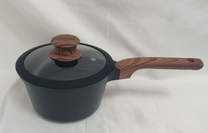 Juego de utensilios de cocina antiadherentes de aluminio fundido a presión con tapa de silicona y mango con textura de madera, fabricado en China, gran venta, suministro directo de fábrica - Product Image 2