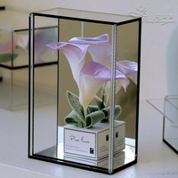Calla lily avec boîte en verre, fleur séchée conservée, décoration de mariage, fleur artificielle calla lily immortelle