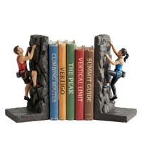 Vente en gros d'entretoises à livres décoratives personnalisées en résine, motif grimpeur de montagne, pour la décoration de la maison, du bureau et de la bibliothèque