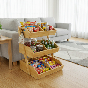 Étagère <span class=keywords><strong>de</strong></span> rangement modulaire à 3 niveaux en bambou moderne et écologique, pour cuisine, garde-manger, fournitures <span class=keywords><strong>de</strong></span> bureau, organisateur, taille personnalisée, vente en gros - Product Image 2
