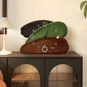 Desktop Ornament <b>Clock</b> Green <b>Retro</b> Living Room Creative Silent Display Desktop <b>Clock</b> Painting Wooden Crafts - Product Image 6