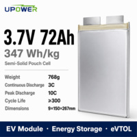 Cellule Pouch NMC semi-solide ULi 3.7V 72Ah 347-425Wh/kg 4-10C à haute densité énergétique, 100-300 cycles, pour drones UAV et véhicules électriques (passagers)
