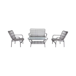 Conjunto de Muebles de Jardín Modernos y Apilables con Estructura Metálica y Mimbre Abierto para Hotel, Patio o Terraza - Product Image 1