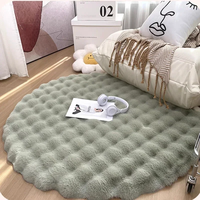 Tapis de sol circulaire minimaliste moderne, tapis en peluche, poils longs, polyester, fabrication mécanique, couleur unie, lavable, tapis de chevet pour chambre à coucher
