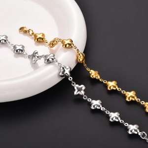 Bracelets de cheville et bracelets floraux tendance pour les vacances à la plage, en acier inoxydable 316L, étanches, faits à la main, bijoux à maillons pour femmes, usage quotidien - Product Image 5