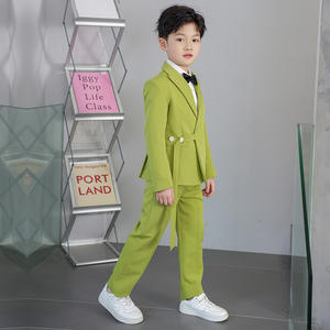 Vente en gros de vêtements mode pour enfants <span class=keywords><strong>blazer</strong></span> vert ensembles formels cinq pièces pour garçons costume de scène coréen pour garçons - Product Image 5