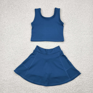 Baby Toddler <b>Girls</b> Yoga Sets Summer Solid Colors Children Clothing Sleeveless Tank Tops + Skorts Two-piece <b>Sports</b> Active Wear - Product Image 6