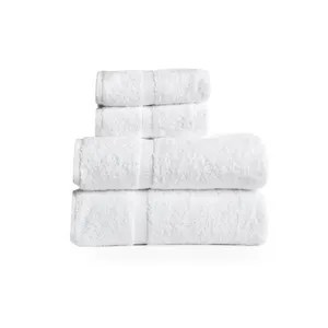 custom hotel bath towels 5 star hotel towel 100% cotton White Bath hand face Towel set Custom Embroidery Logo